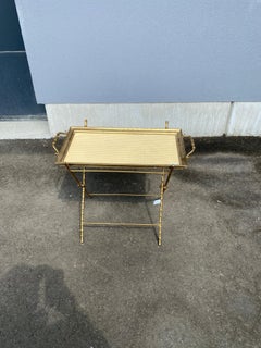 Maison Baguès, Bronze Serving Table with Bamboo Decor, circa 1950-1960