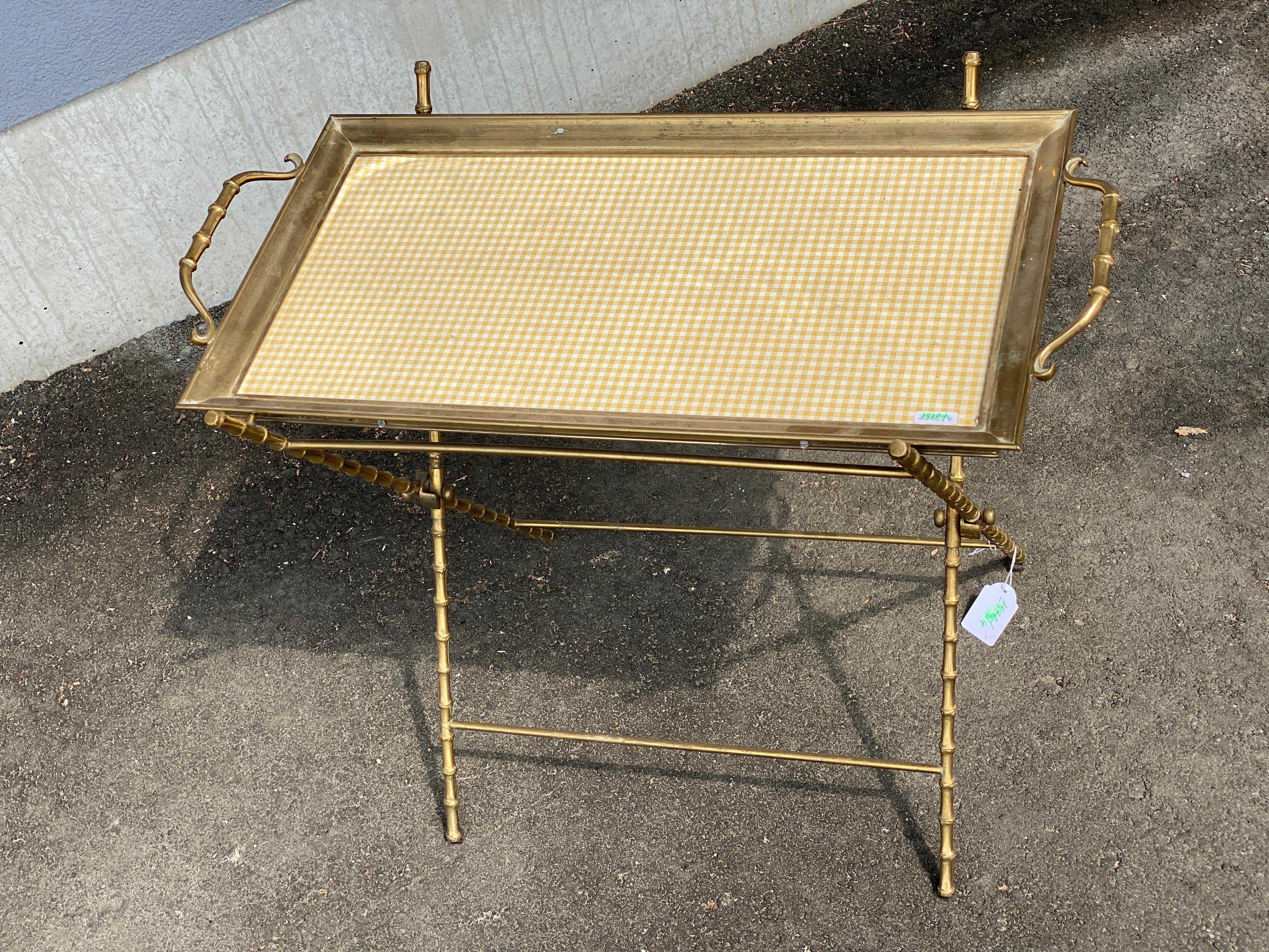 Mid-Century Modern Maison Baguès, Bronze Serving Table with Bamboo Decor, circa 1950-1960 For Sale