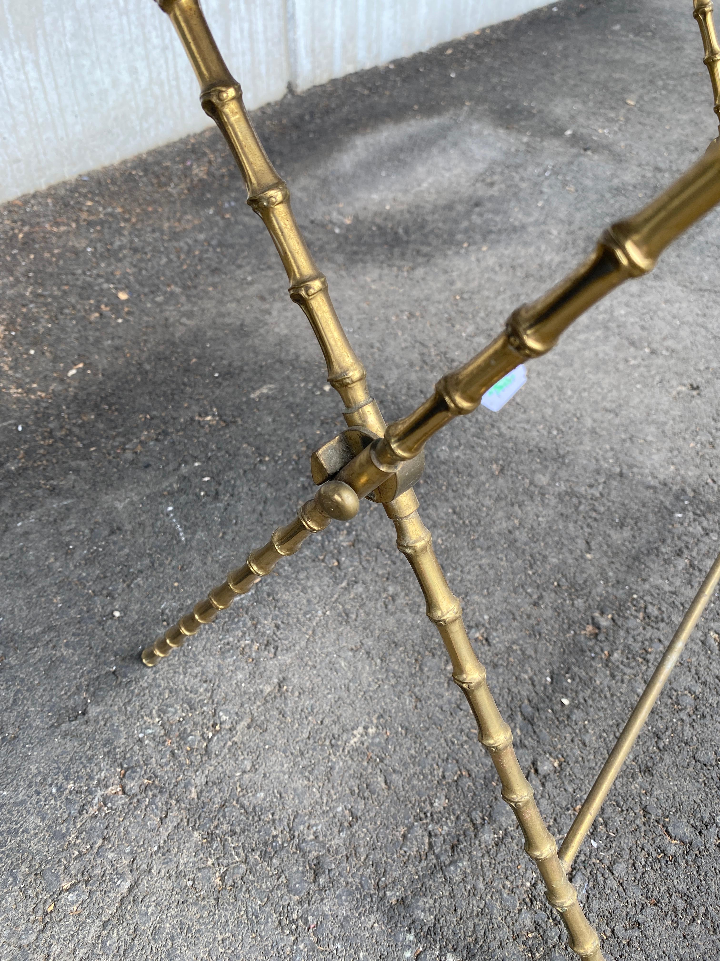 Glass Maison Baguès, Bronze Serving Table with Bamboo Decor, circa 1950-1960 For Sale