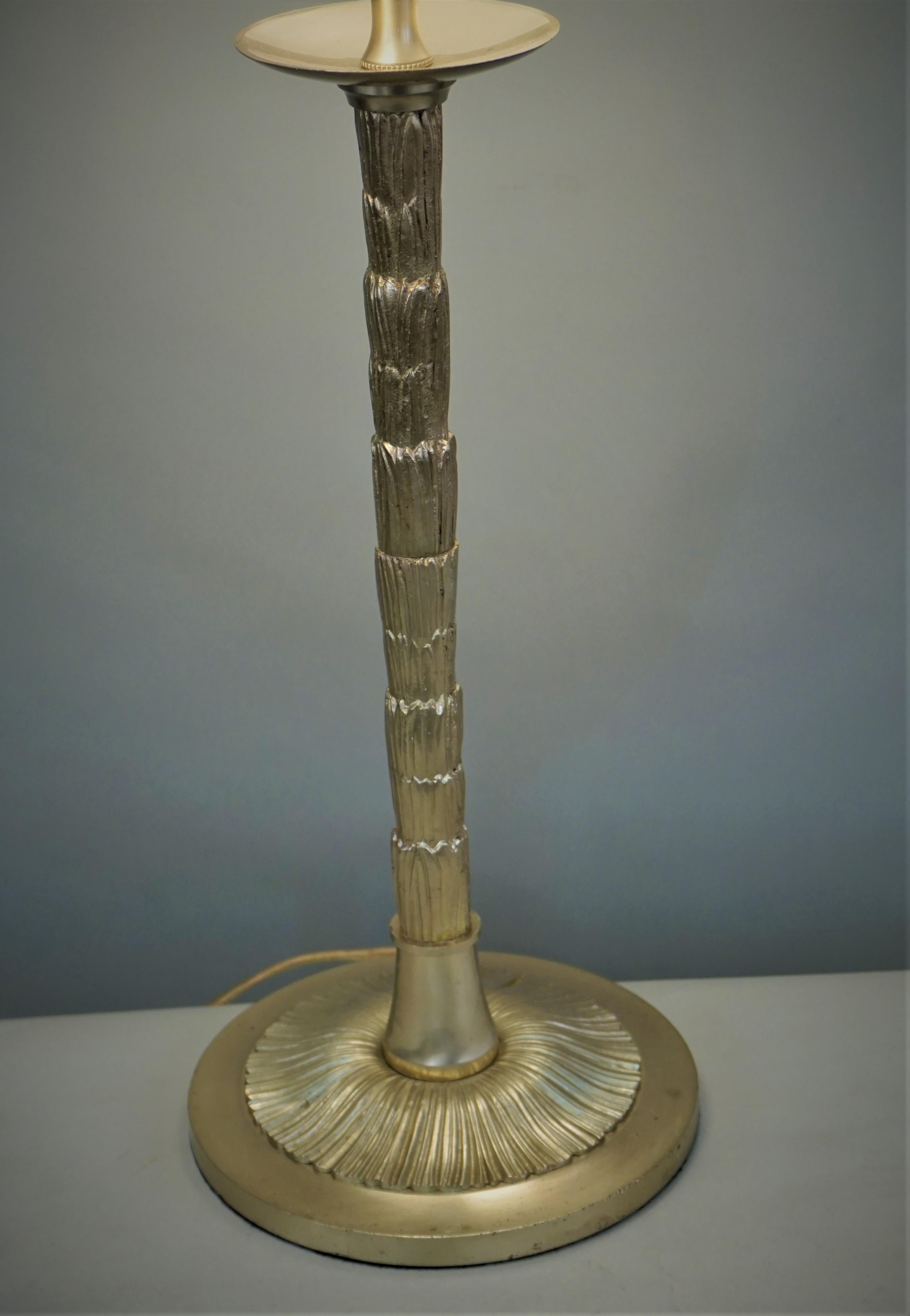 French bronze table lamp by Maison Bagues fitted with silk hardback lampshade.