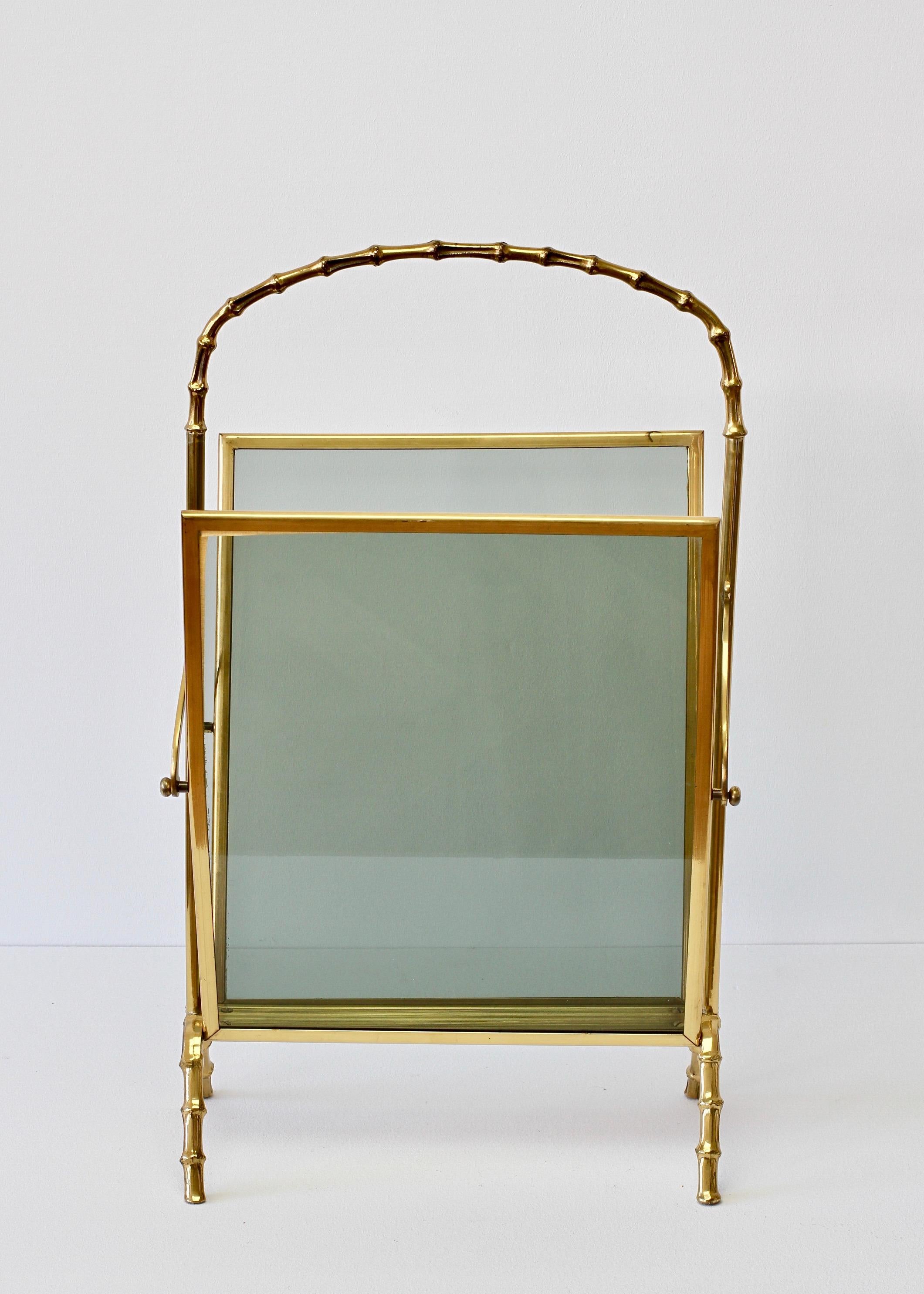 Maison Baguès attr. Cast Brass Faux Bamboo Magazine Rack or Newspaper Stand 4