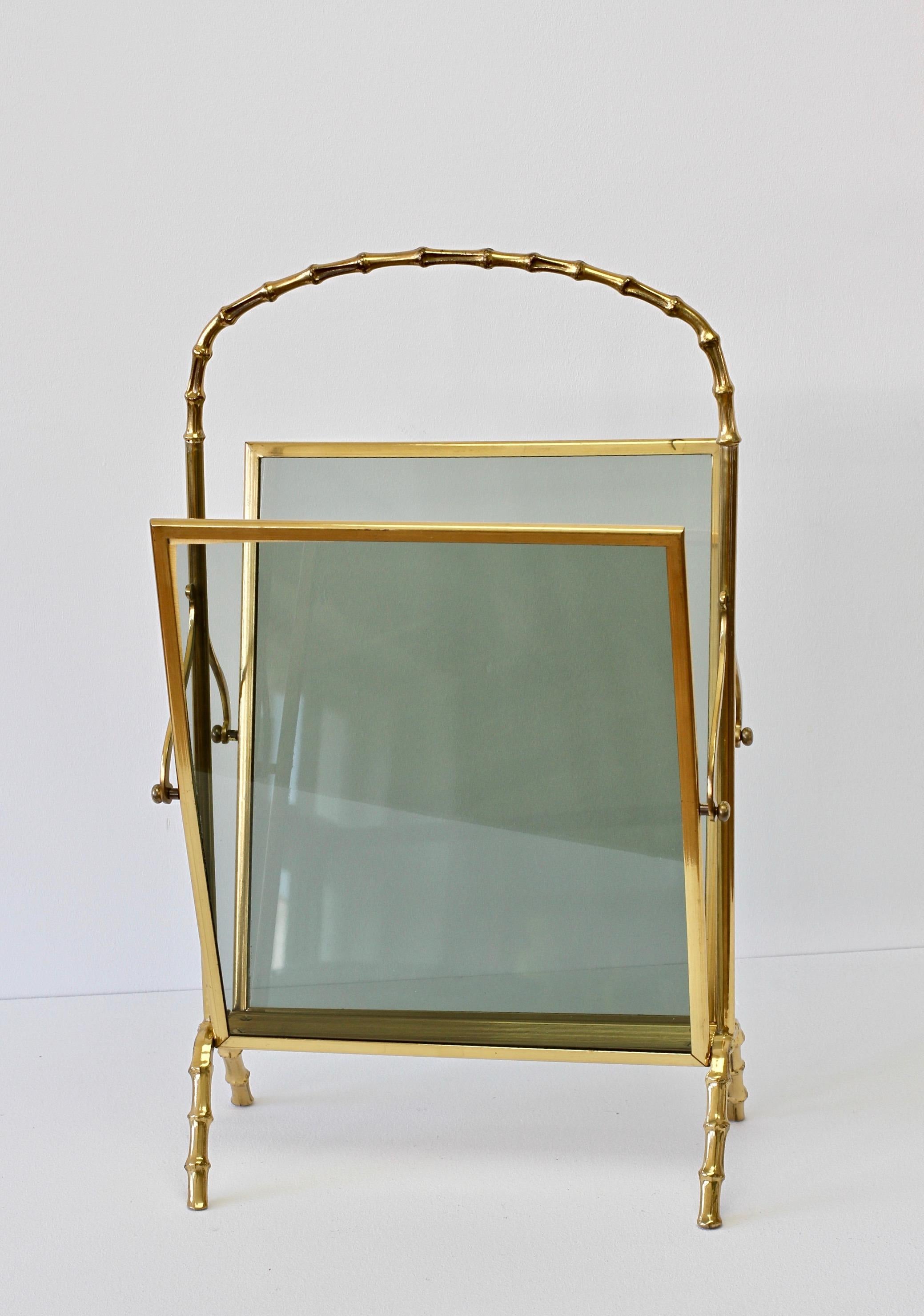 Maison Baguès attr. Cast Brass Faux Bamboo Magazine Rack or Newspaper Stand 5