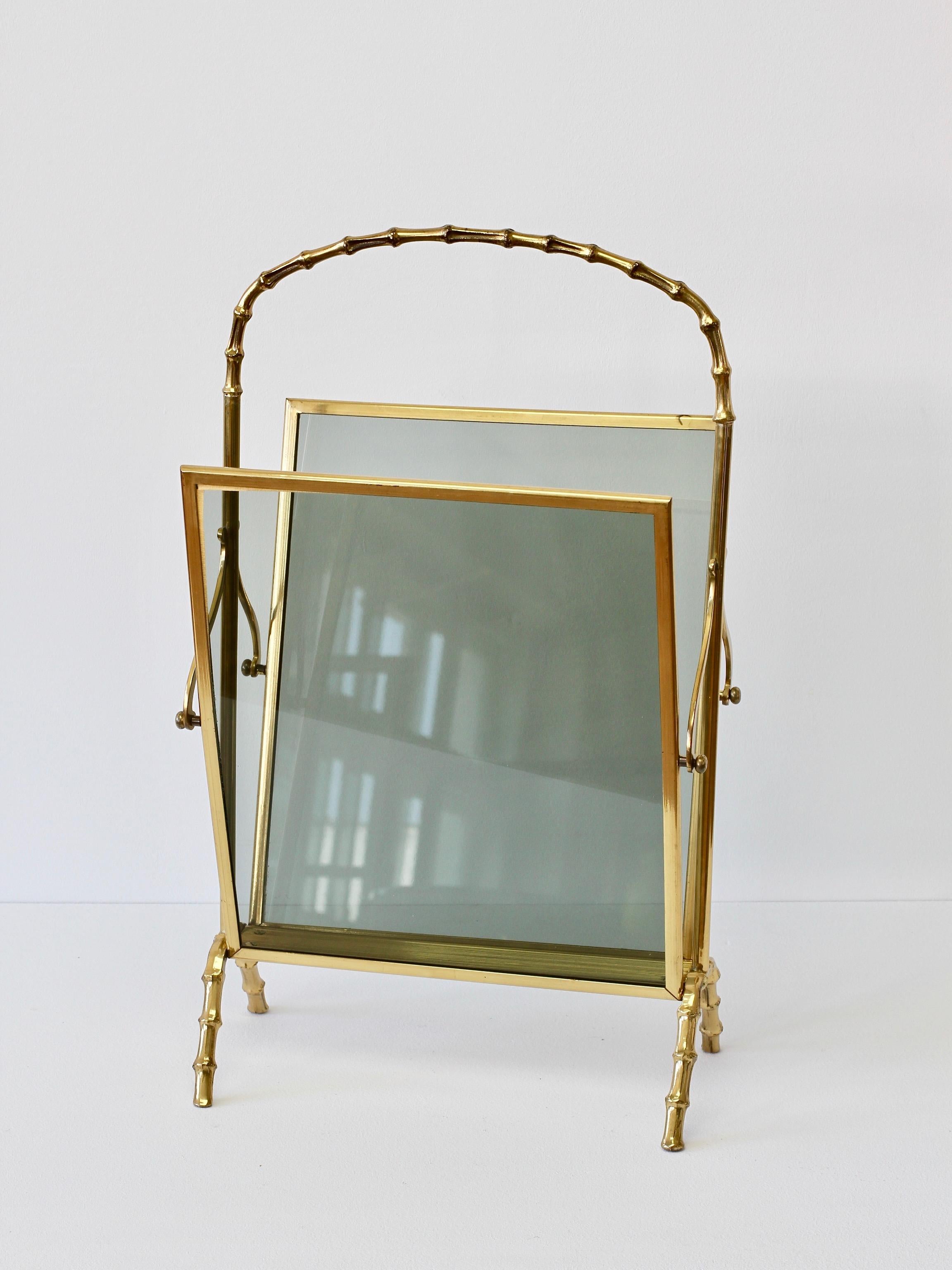 Maison Baguès attr. Cast Brass Faux Bamboo Magazine Rack or Newspaper Stand 7
