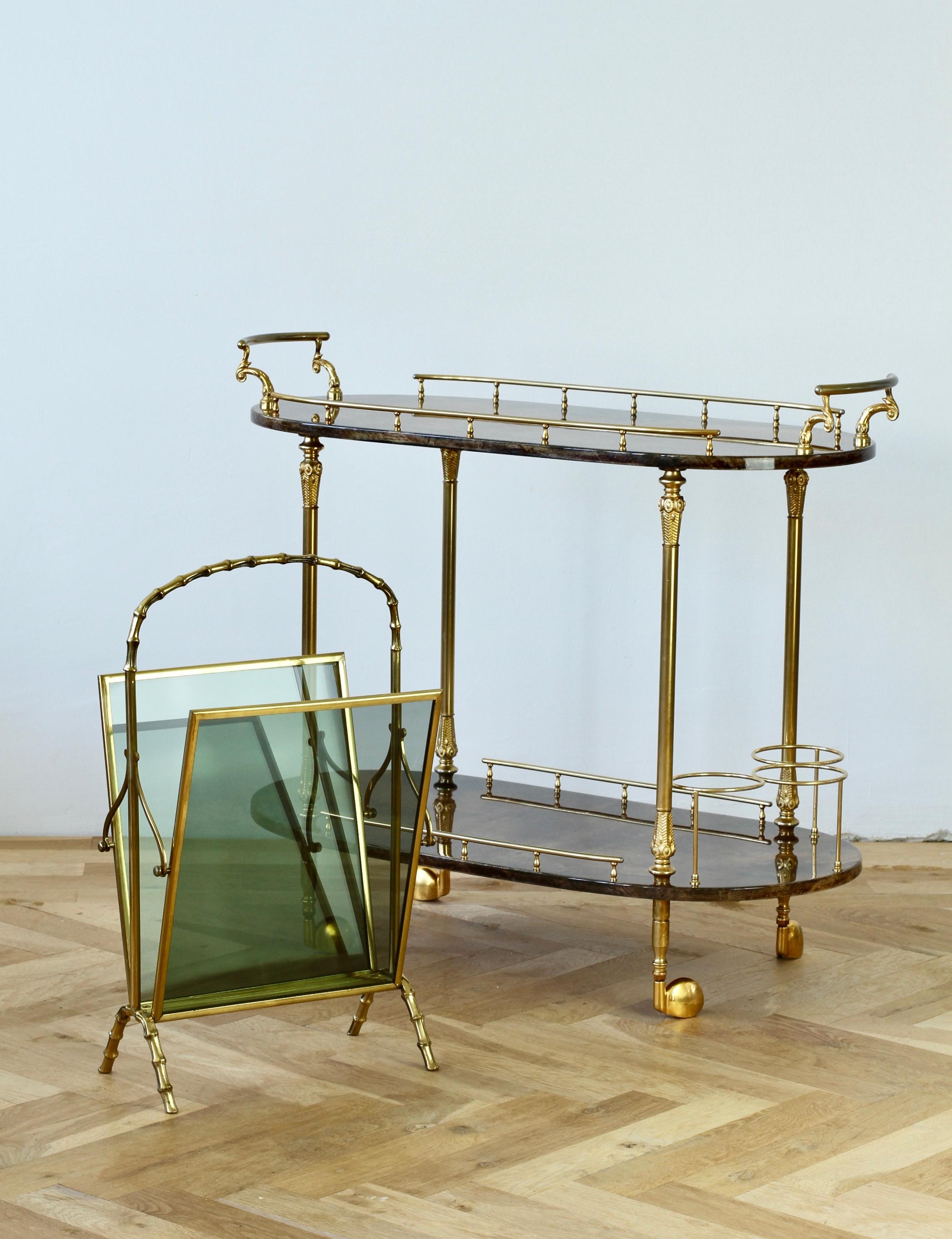 Maison Baguès attr. Cast Brass Faux Bamboo Magazine Rack or Newspaper Stand 9