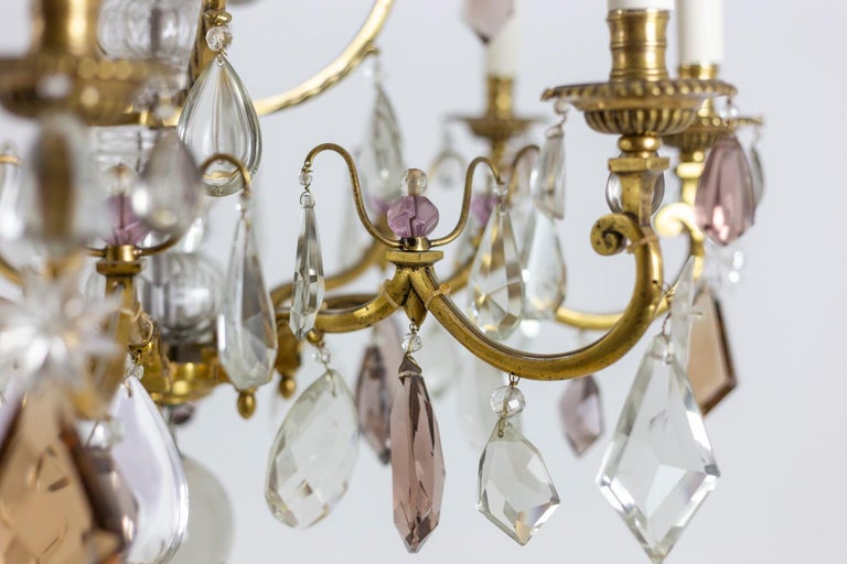 Maison Baguès, Chandelier in Bronze and Crystal, 1950s For Sale 4
