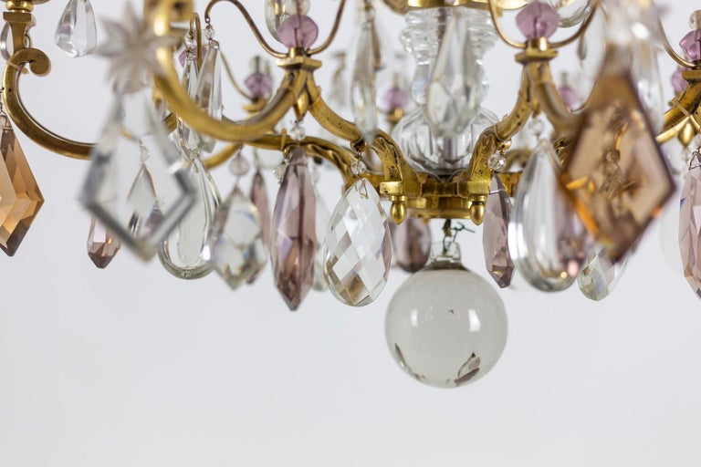 Maison Baguès, Chandelier in Bronze and Crystal, 1950s For Sale 8