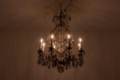 Maison Baguès, Chandelier in Bronze and Crystal, 1950s