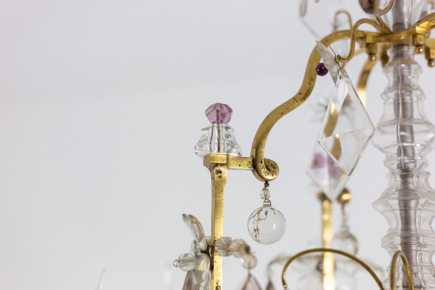 Maison Baguès, Chandelier in Bronze and Crystal, 1950s 1