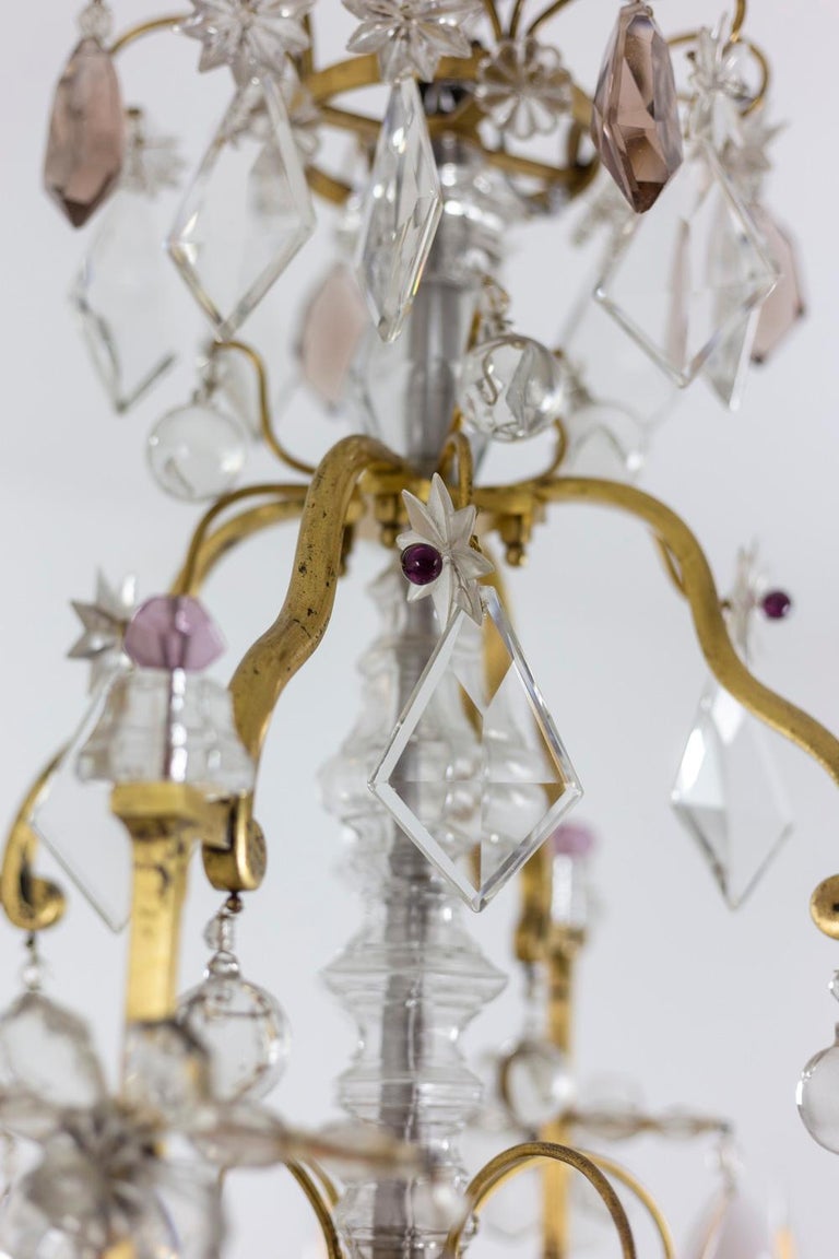 Maison Baguès, Chandelier in Bronze and Crystal, 1950s For Sale 2