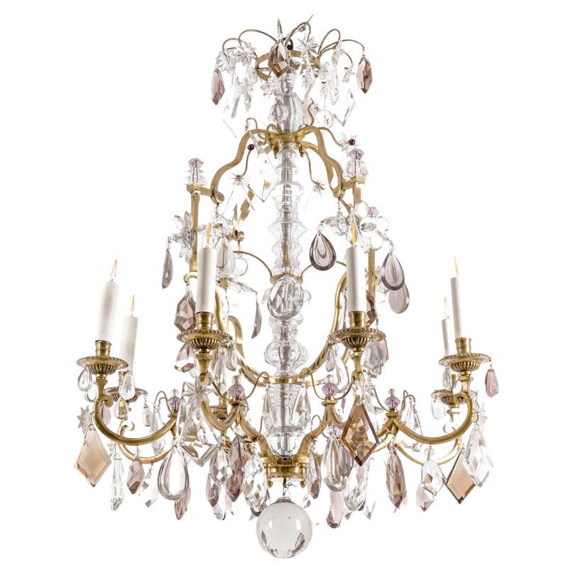 Maison Baguès, Chandelier in Bronze and Crystal, 1950s