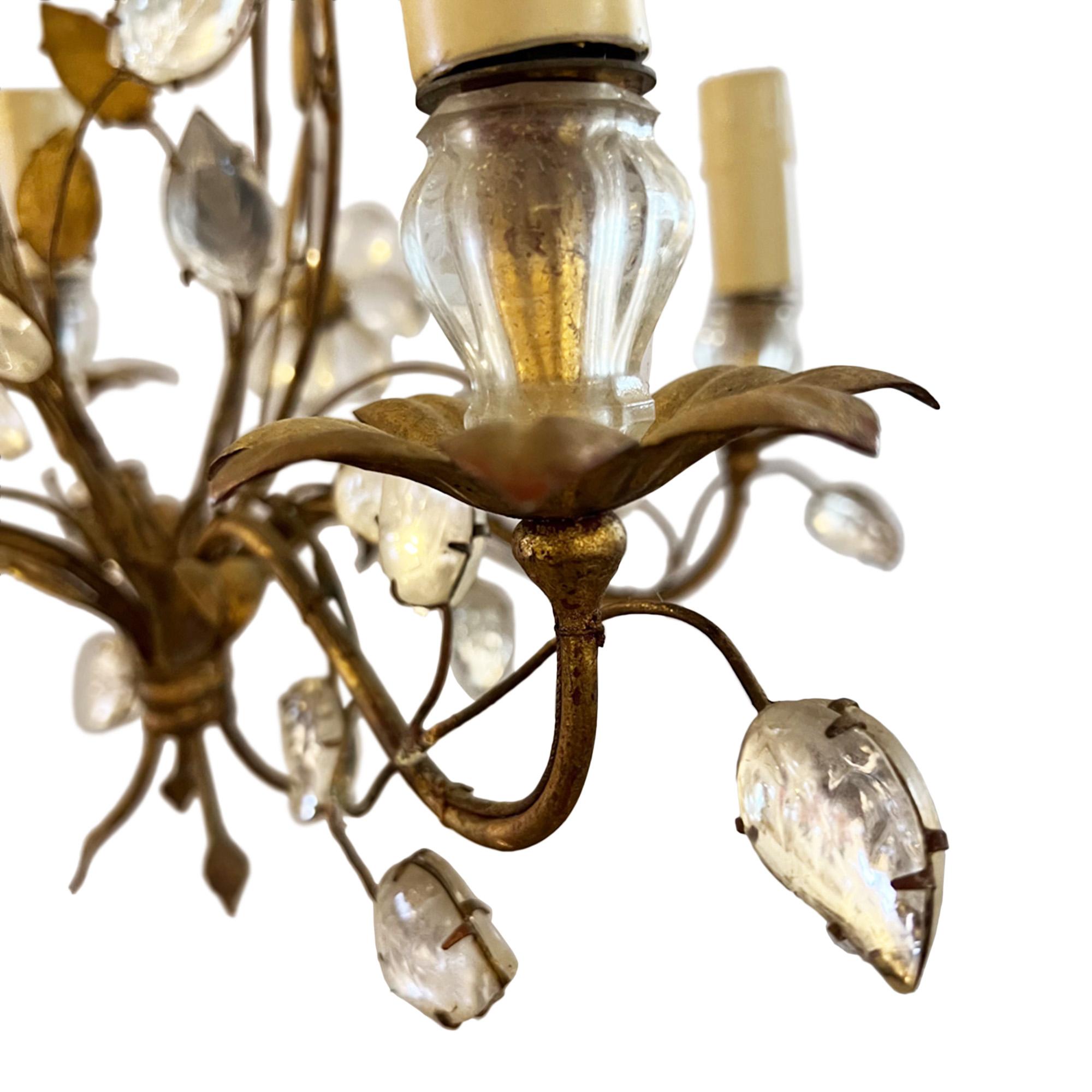 Art Nouveau Maison Baguès Chandelier With Flowers and Leaves