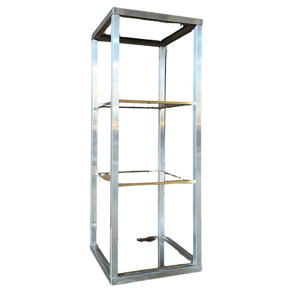 Maison Baguès Chrome and Brass Shelf, France, 1970s