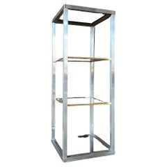 Maison Baguès Chrome and Brass Shelf, France, 1970s