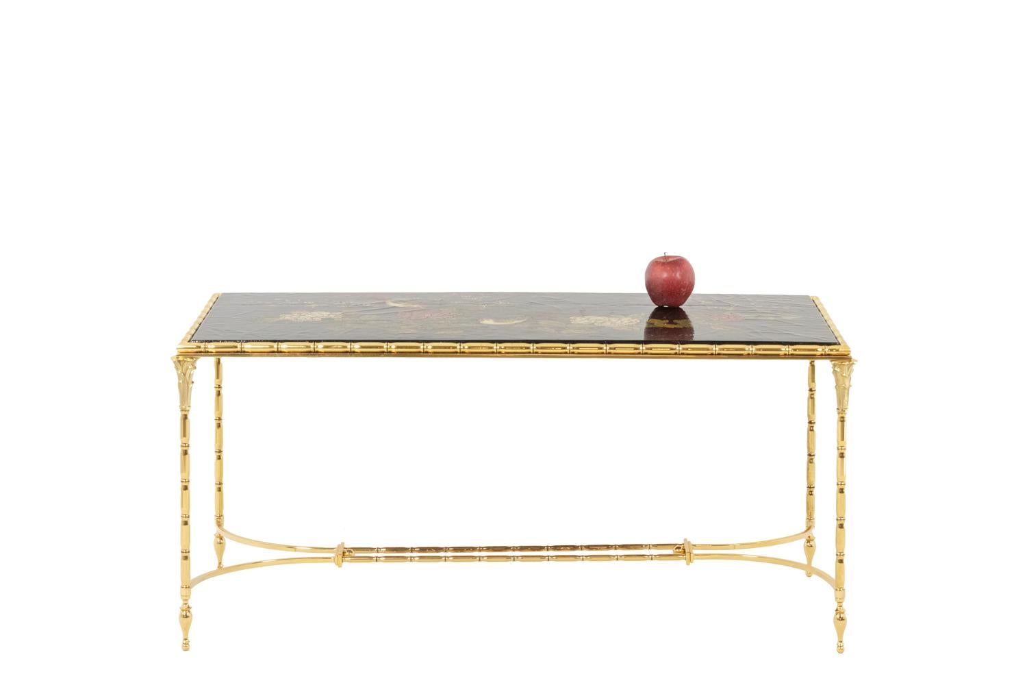 Maison Baguès, Coffee Table in Lacquer and Bronze, 1950s For Sale 7