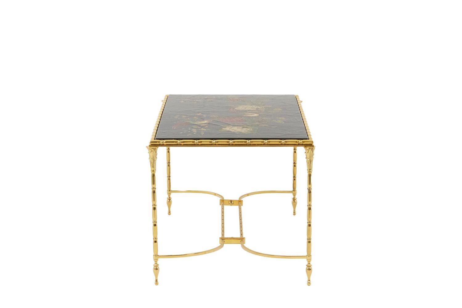 Maison Baguès, Coffee Table in Lacquer and Bronze, 1950s In Excellent Condition For Sale In Saint-Ouen, FR
