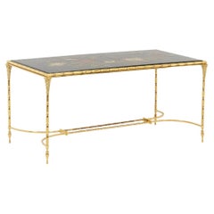 Maison Baguès, Coffee Table in Lacquer and Bronze, 1950s