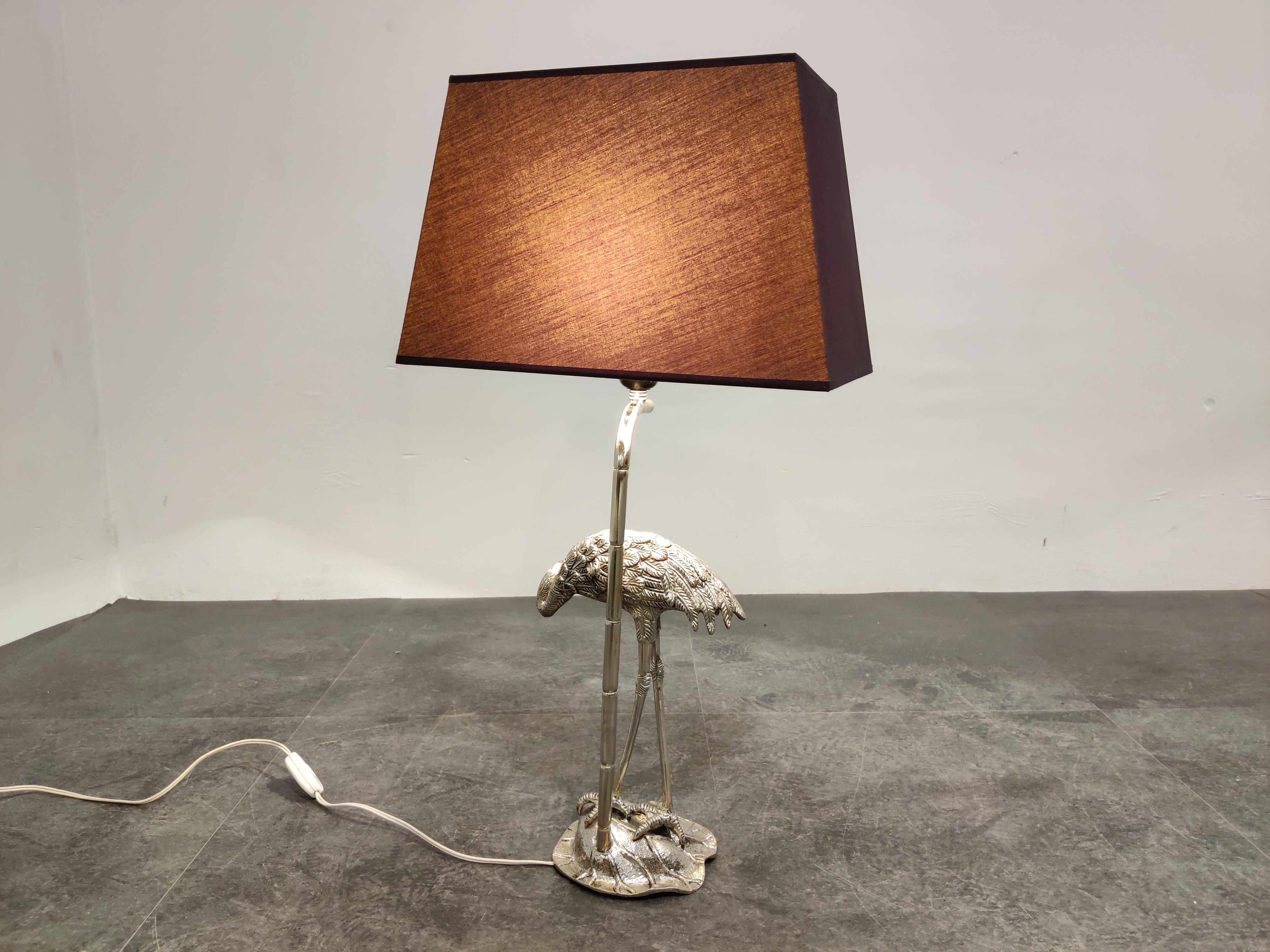 French Maison Baguès Crane Bird Table Lamp, 1960s