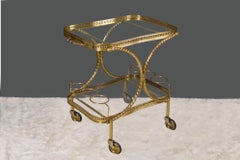 Maison Baguès Credited French Mid-Century Brass Cart