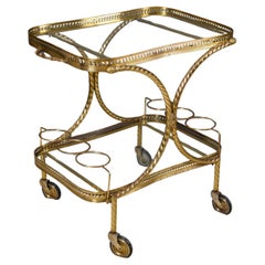 Maison Baguès Credited French Mid-Century Brass Cart