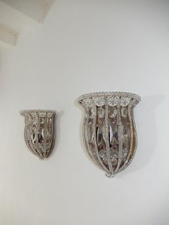 Maison Baguès Crystal & Amethyst Beaded Sconces, circa 1900