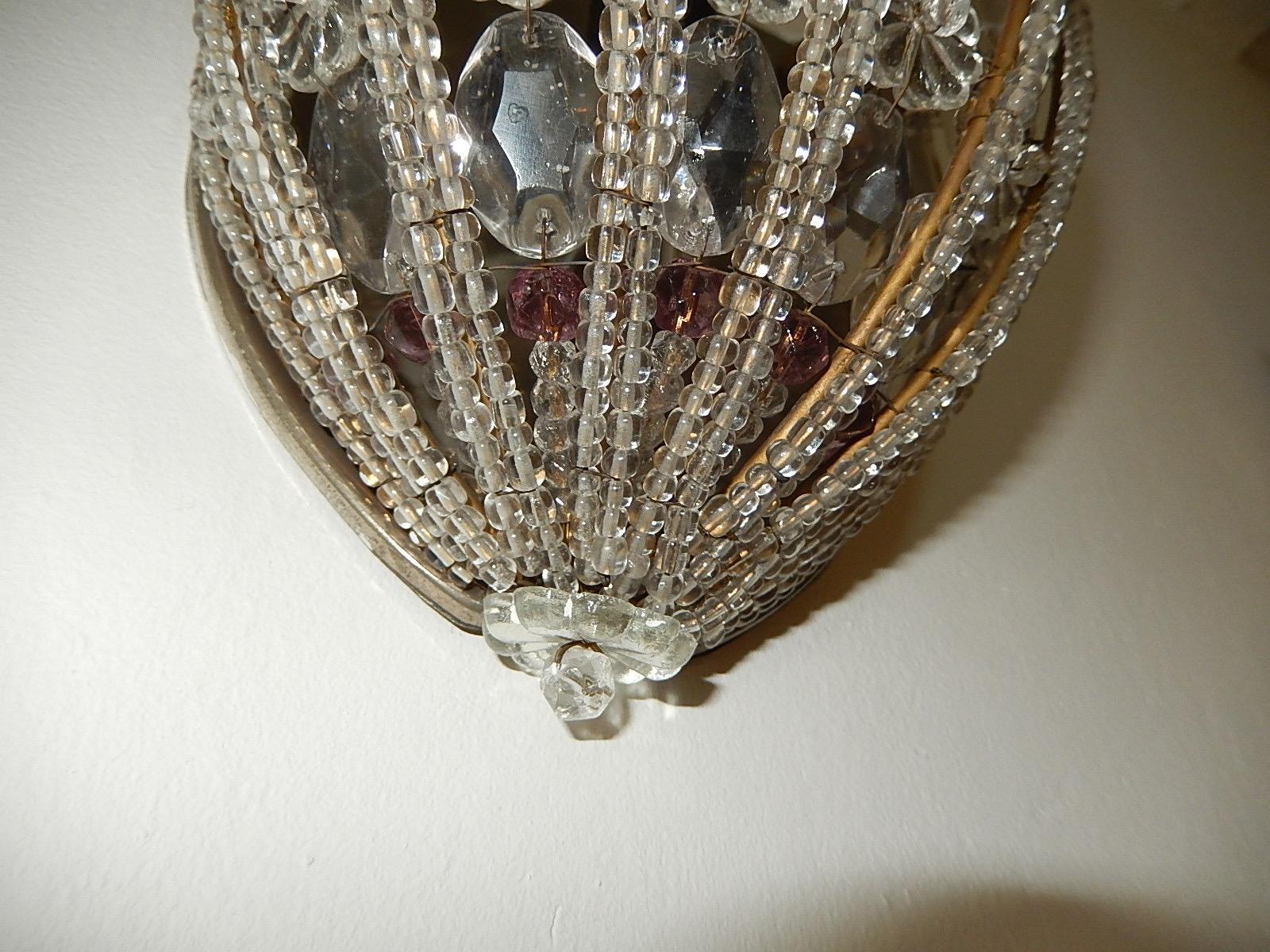 Maison Baguès Crystal & Amethyst Beaded Sconces, circa 1900 1