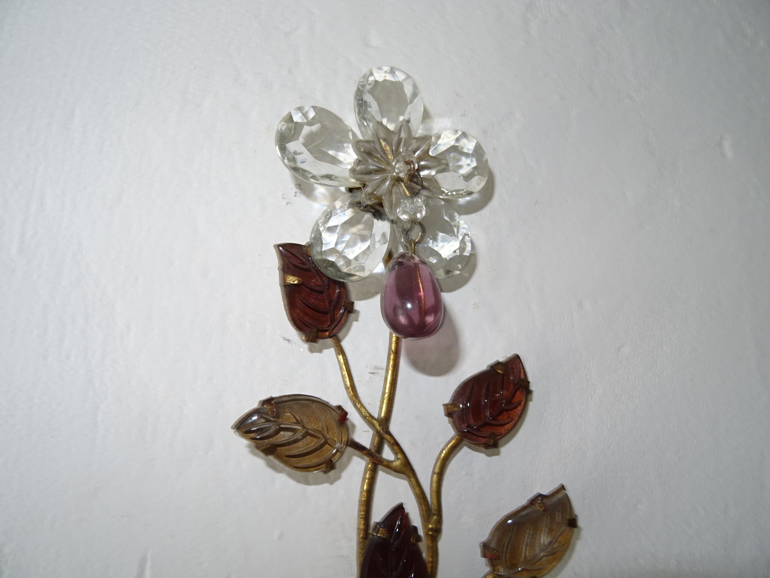 Maison Baguès Crystal & Amethyst Fleur Di Lis Sconces, circa 1920 2