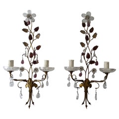 Maison Baguès Crystal & Amethyst Fleur Di Lis Sconces, circa 1920