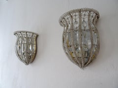 Maison Baguès Crystal Beaded Sconces Signed, circa 1930