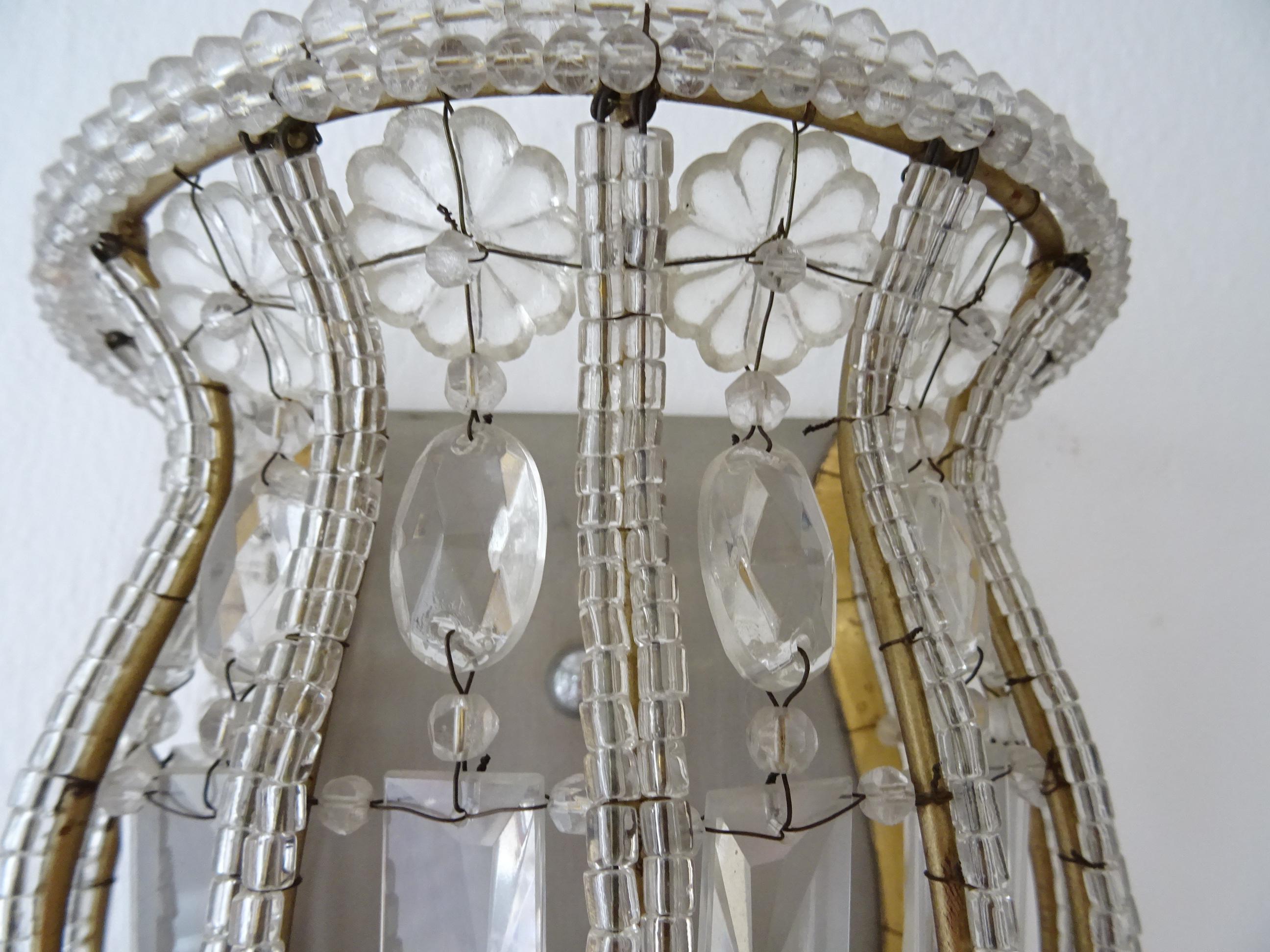 Maison Baguès Crystal Beaded Sconces Signed, circa 1930 For Sale 1