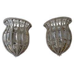 Maison Baguès Crystal Beaded Sconces Signed, circa 1930