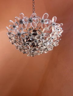 1940s French Crystal Ceiling Flush Mount, Maison Baguès