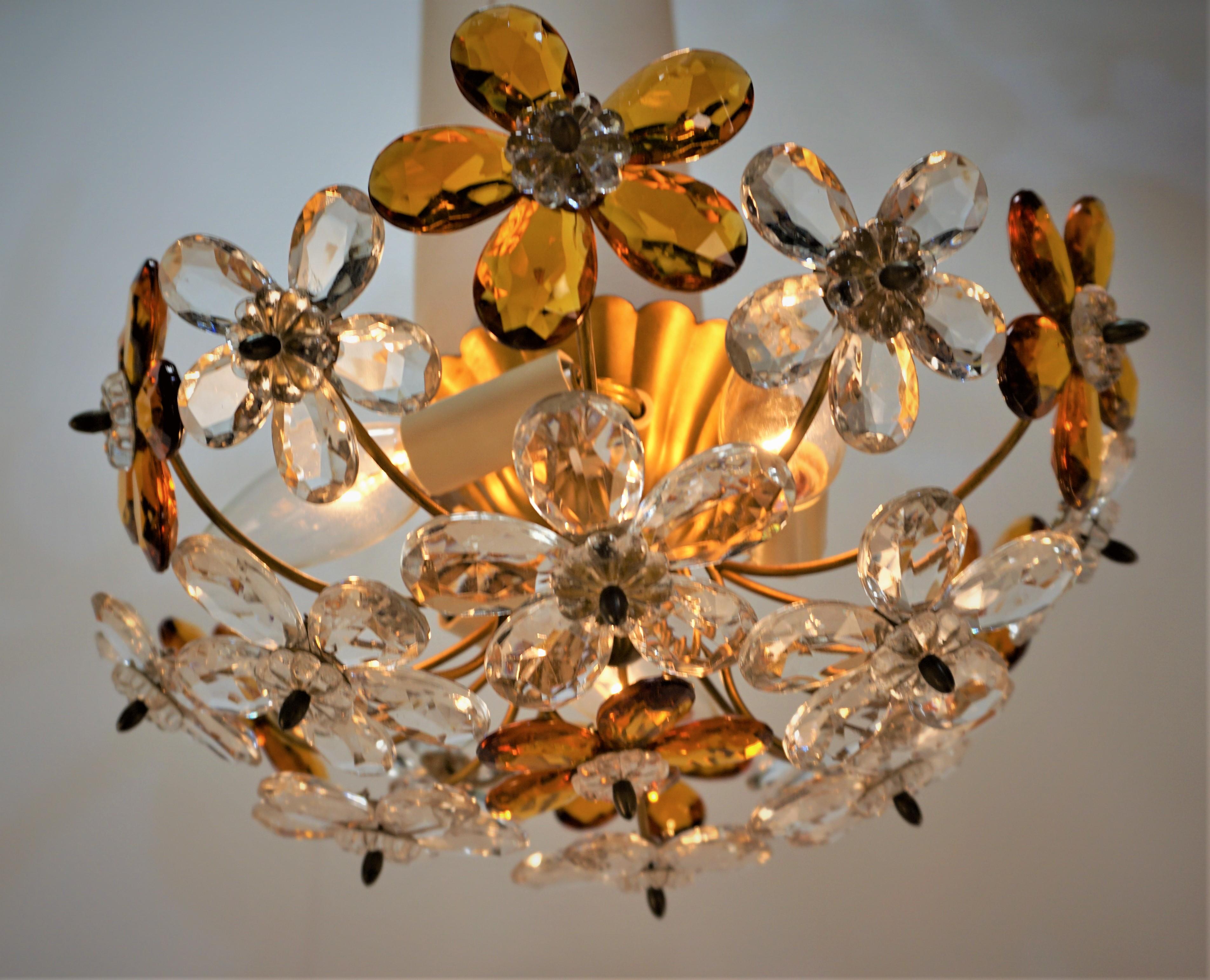 French Maison Bagues Crystal Flush Mount Light   2 in stock For Sale