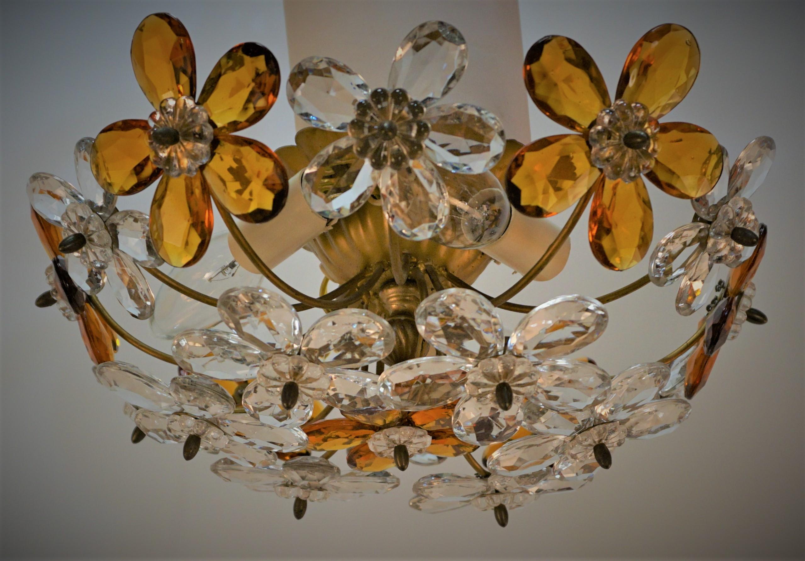 Metal Maison Bagues Crystal Flush Mount Light   2 in stock For Sale