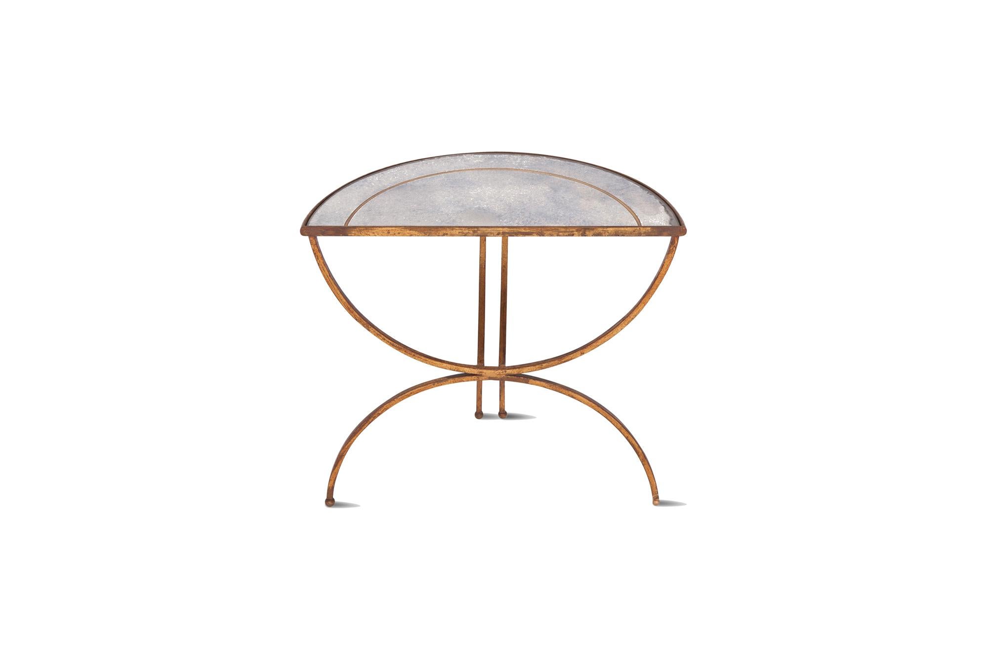 Maison Baguès Demilune Sidetables with Mirrored Glass Tops 3
