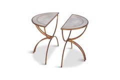Maison Baguès Demilune Sidetables with Mirrored Glass Tops