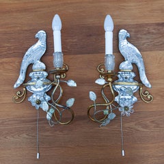 Crystal and Gilt Metal Bagues Style Wall Sconces Appliques, Banci