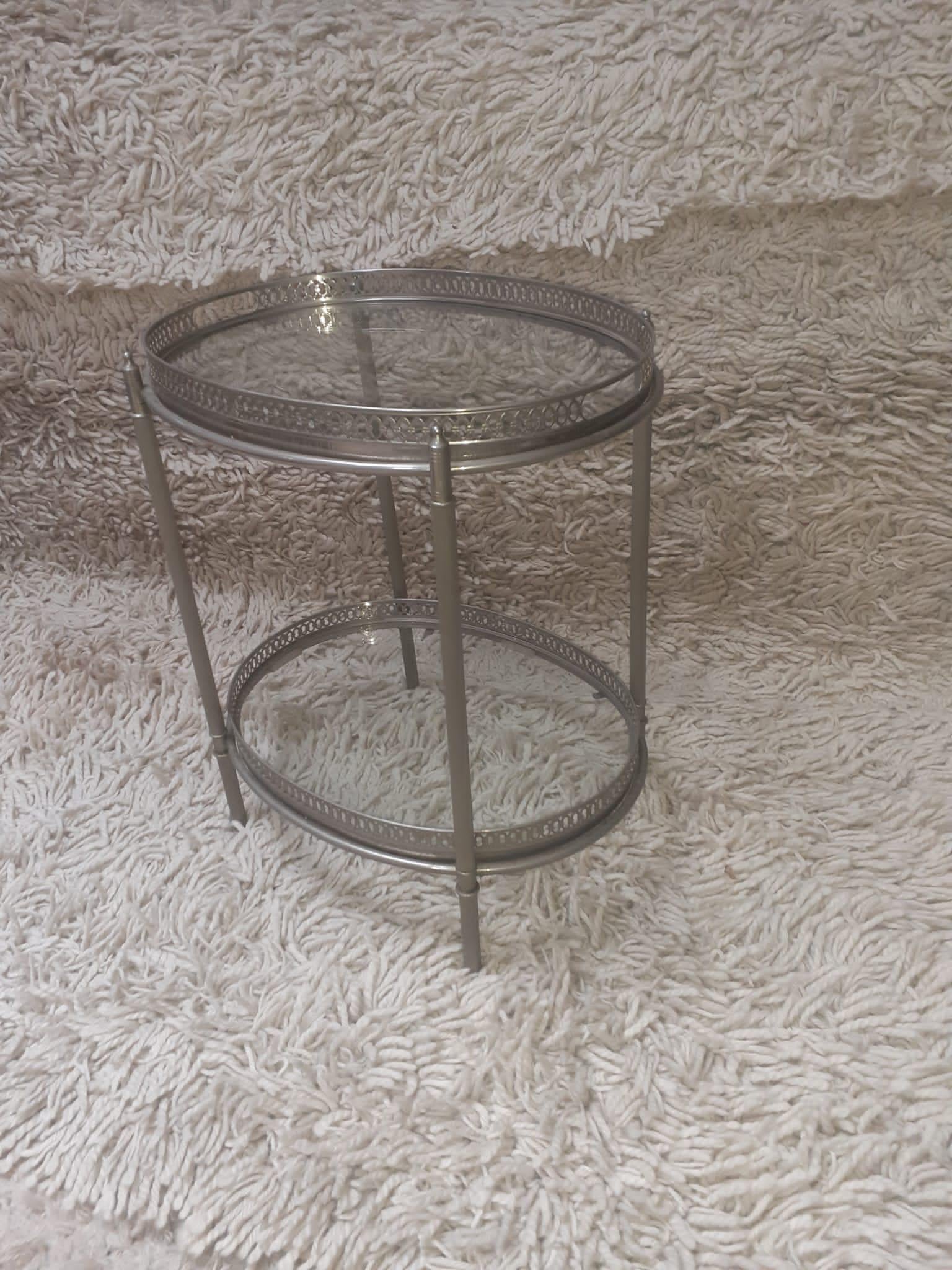 Maison Baguès, Elegant Pair of Side Tables in Silver Metal circa 1960 For Sale 8