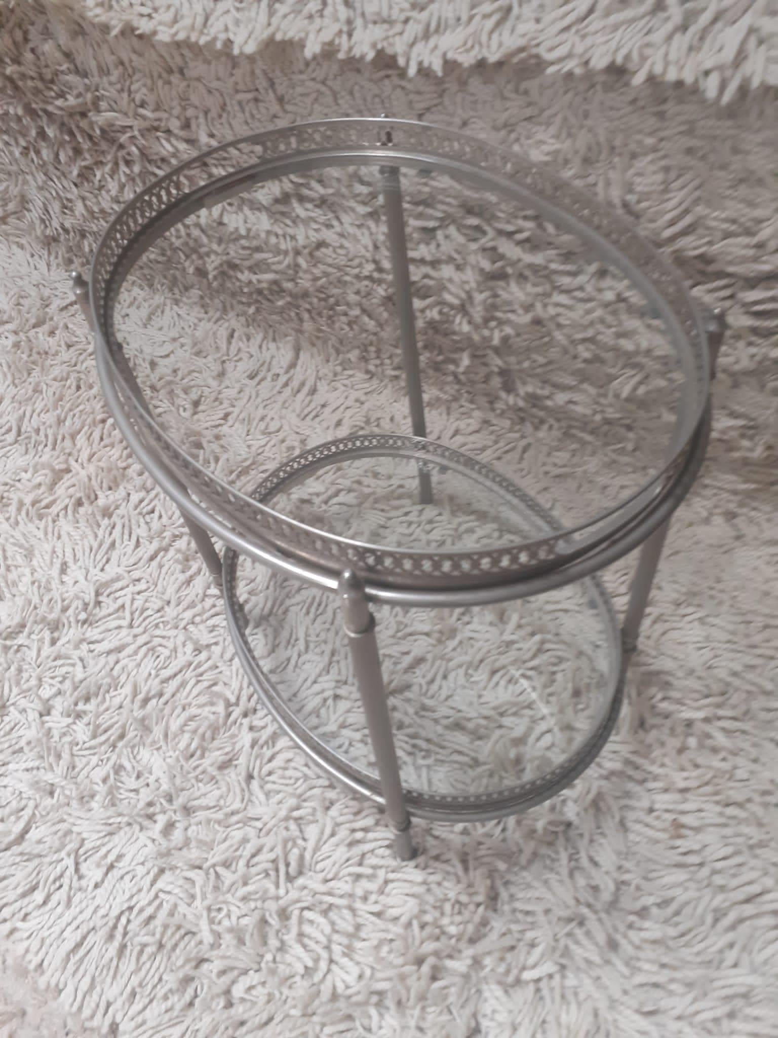 Maison Baguès, Elegant Pair of Side Tables in Silver Metal circa 1960 For Sale 11