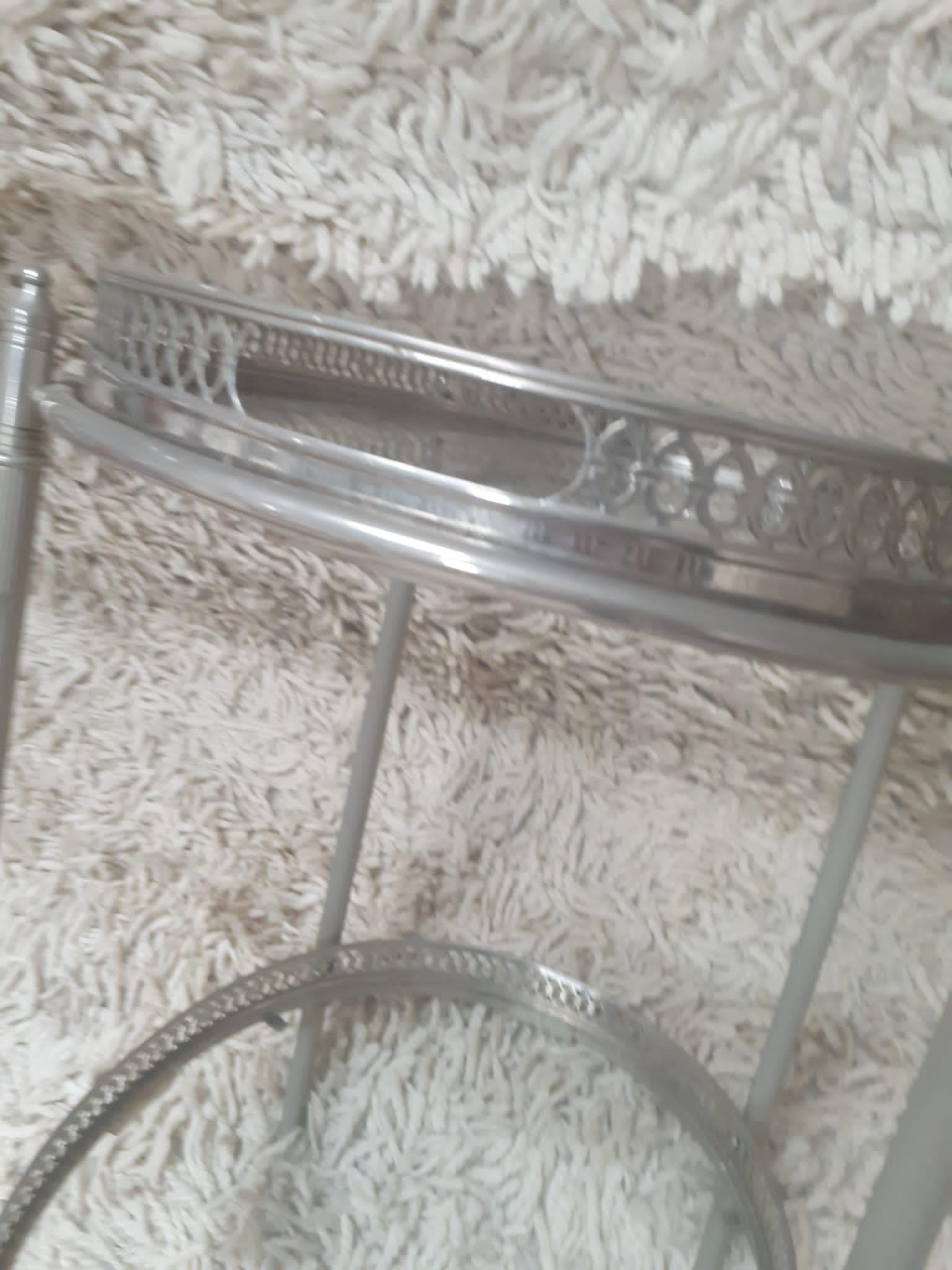 Maison Baguès, Elegant Pair of Side Tables in Silver Metal circa 1960 For Sale 12