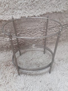 Maison Baguès, Elegant Pair of Side Tables in Silver Metal circa 1960