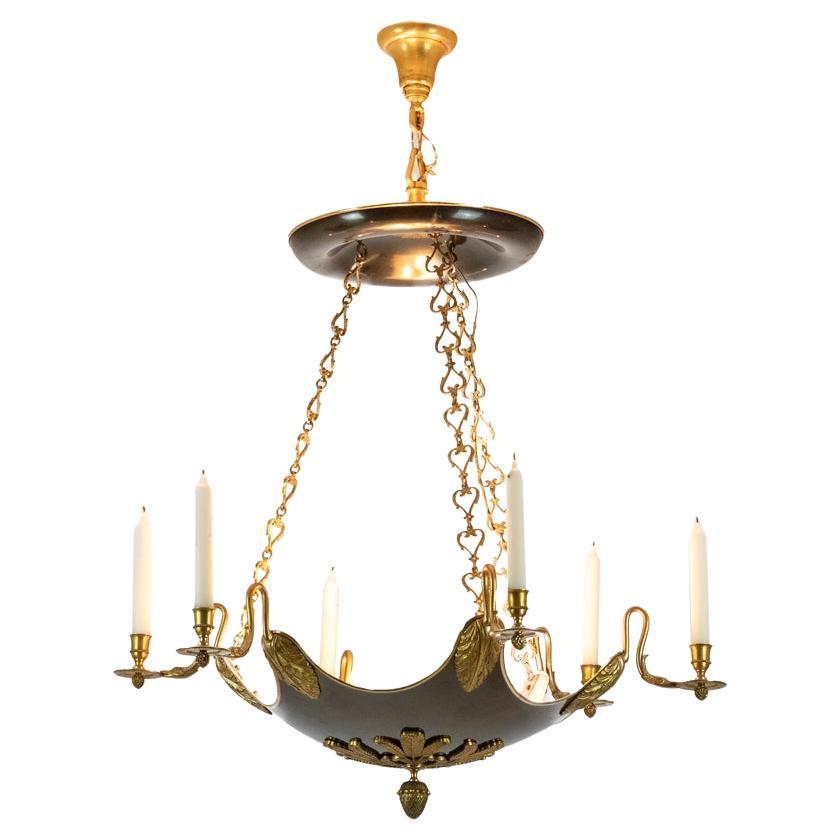 Maison Baguès. Empire style chandelier in gilded bronze. 1950s. For Sale