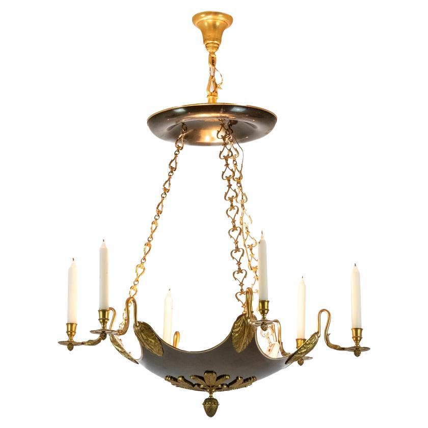 Maison Baguès. Empire style chandelier in gilded bronze. 1950s.