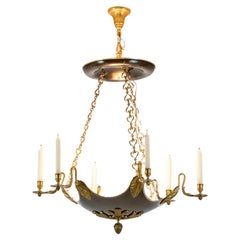 Maison Baguès. Empire style chandelier in gilded bronze. 1950s.