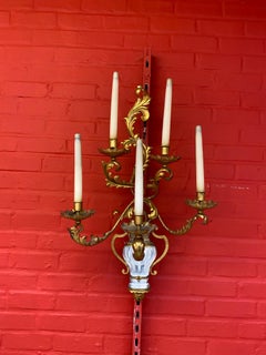 Maison Baguès, Exceptional Wall Light with 5 Light Arms in Gold Metal circa 1950