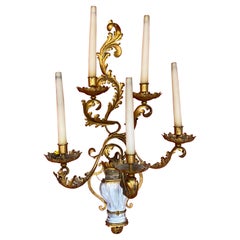 Maison Baguès, Exceptional Wall Light with 5 Light Arms in Gold Metal circa 1950