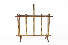 Maison Baguès Faux Bamboo Brass Magazine Holder, France, 1950s