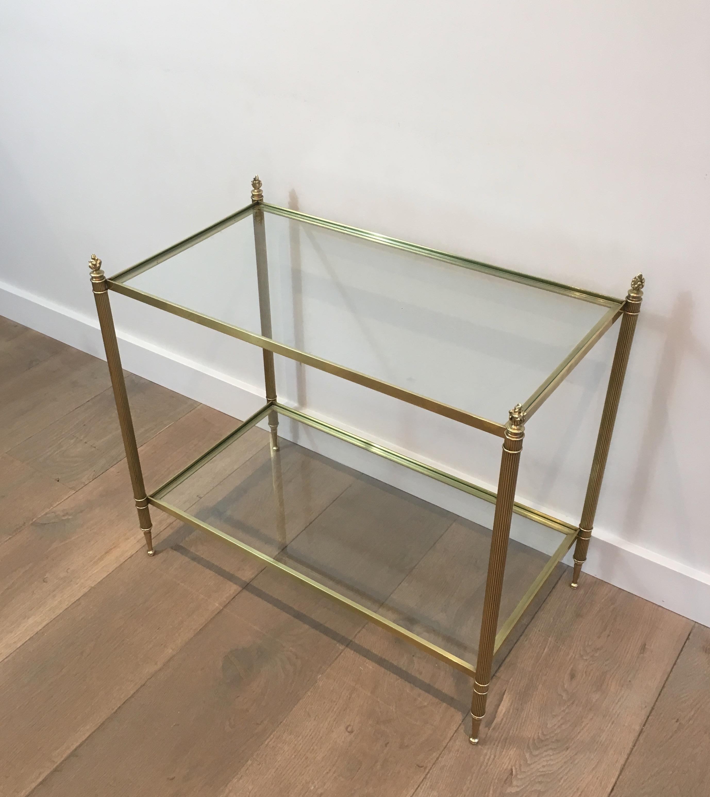 Maison Bagués, Faux Bamboo Bronze Side Table with Original Eglomised Mirror, Fre 3