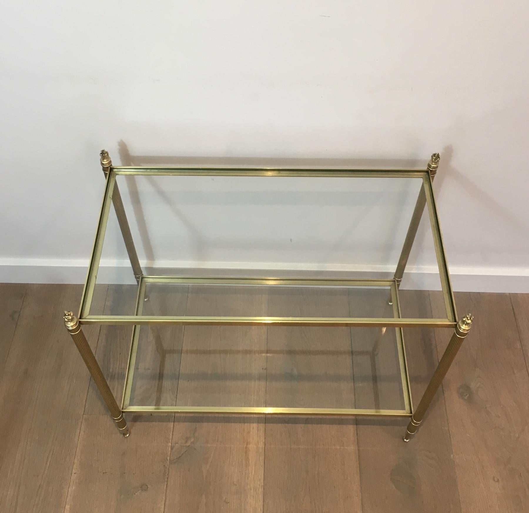 Maison Bagués, Faux Bamboo Bronze Side Table with Original Eglomised Mirror, Fre 6