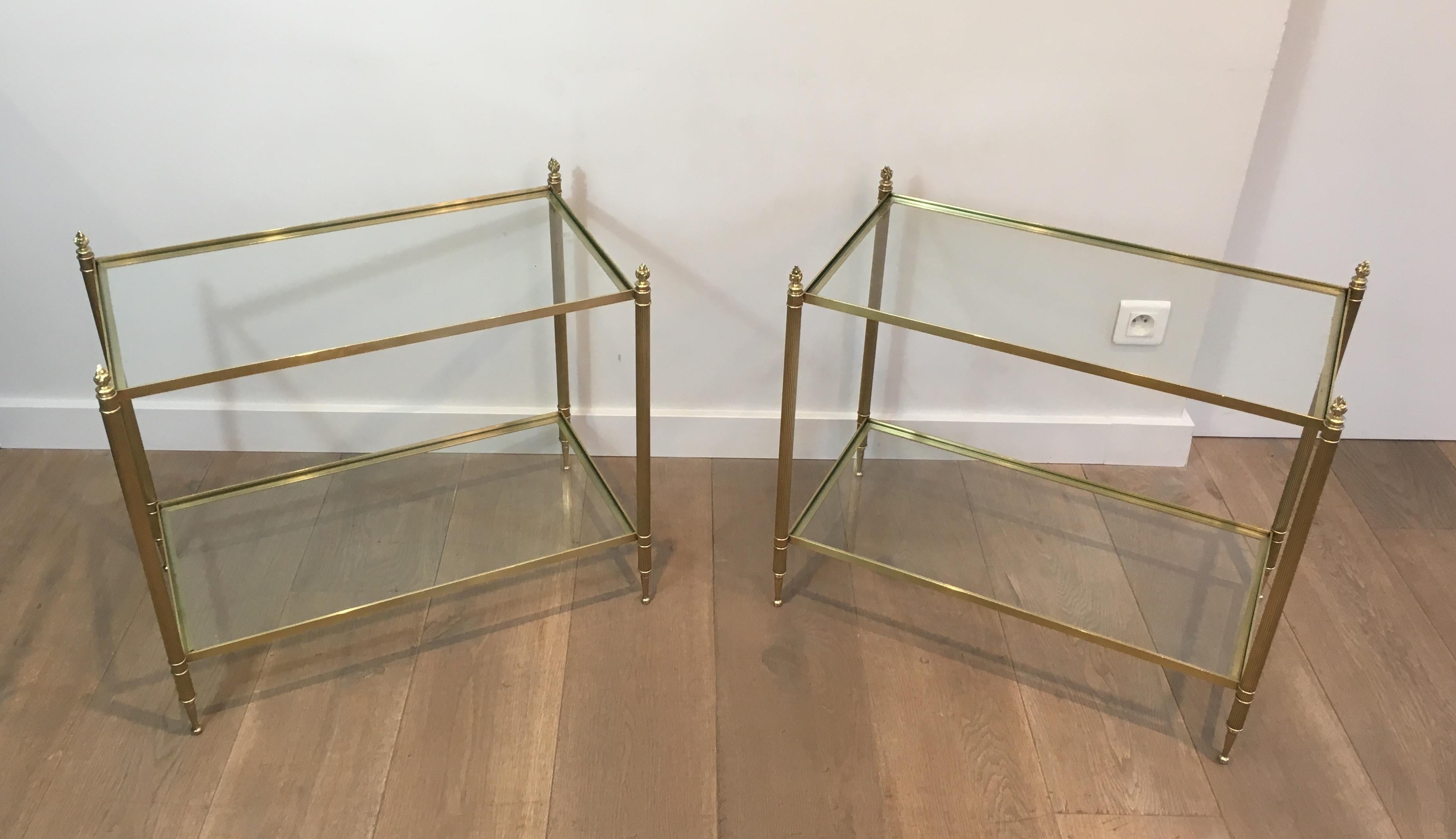 Maison Bagués, Faux Bamboo Bronze Side Table with Original Eglomised Mirror, Fre 12