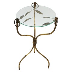 Maison Bagues Faux Bamboo Gilt Iron Gueridon Side Table or Drinks Table